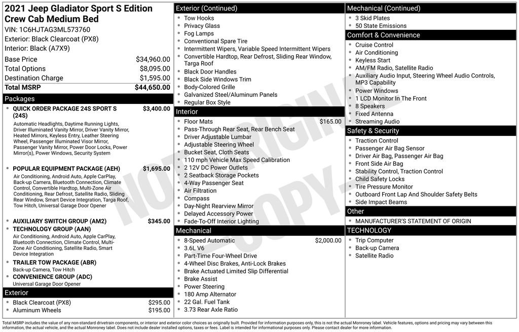 Certified 2021 Jeep Gladiator Sport image 43