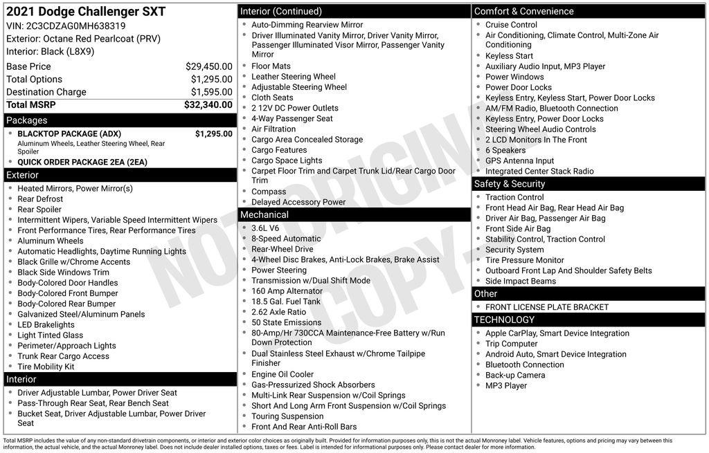 Used 2021 Dodge Challenger SXT w/ Blacktop Package image 3