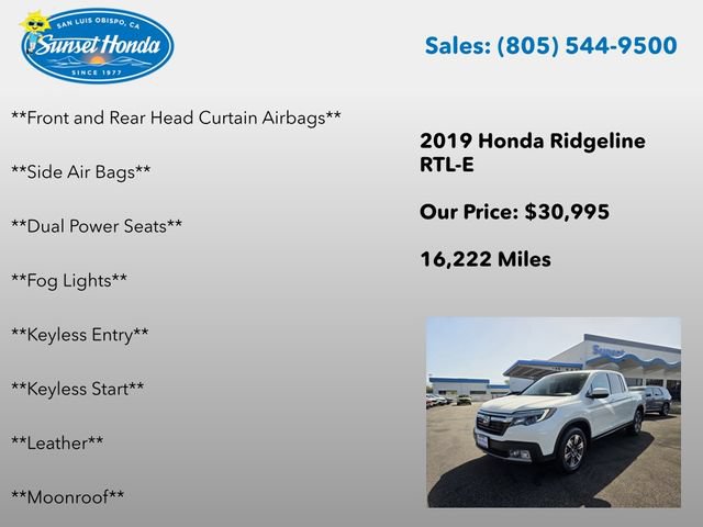 Certified 2019 Honda Ridgeline RTL-E image 14