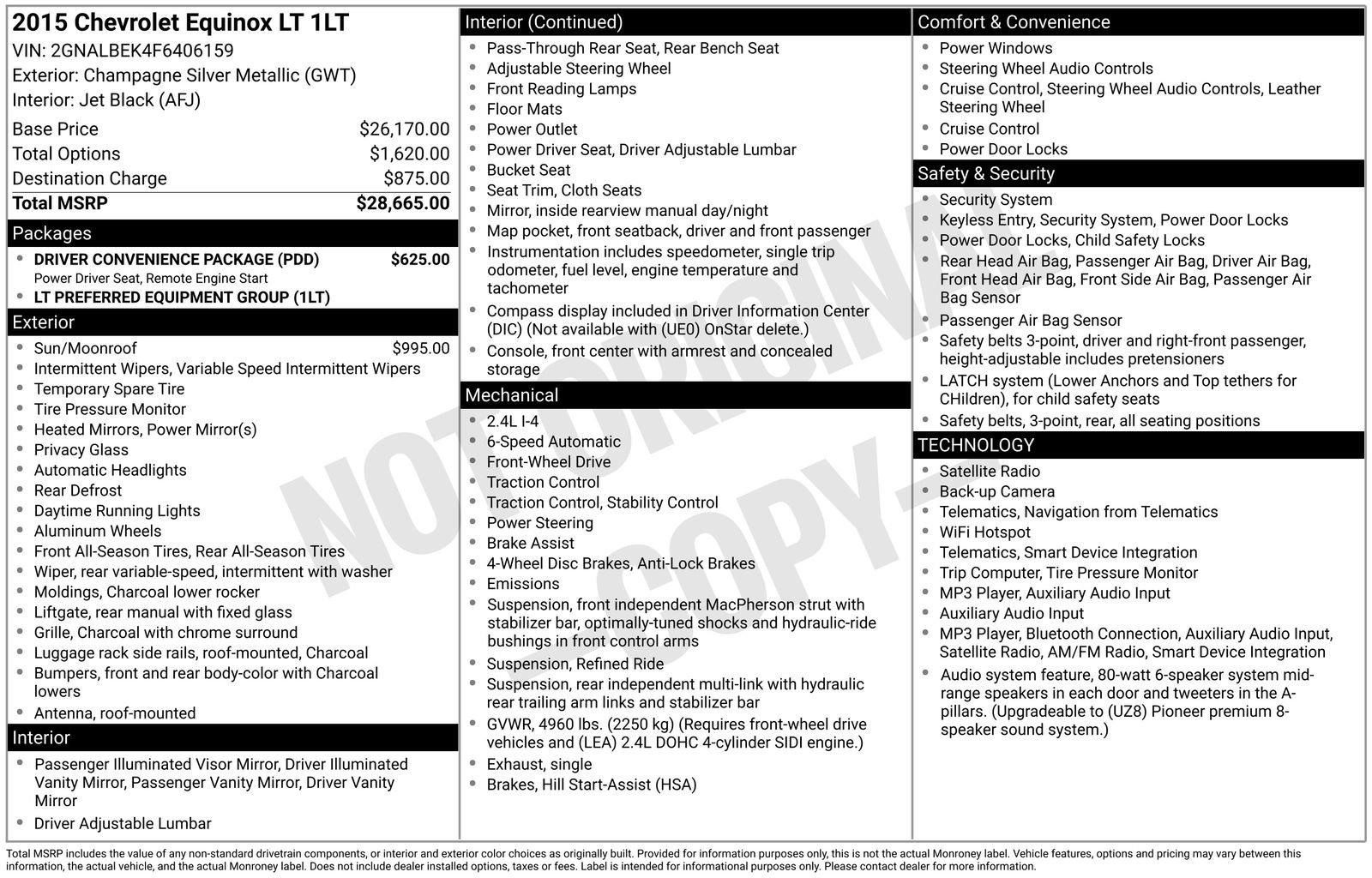 Used 2015 Chevrolet Equinox LT w/ Driver Convenience Package FWD image 30