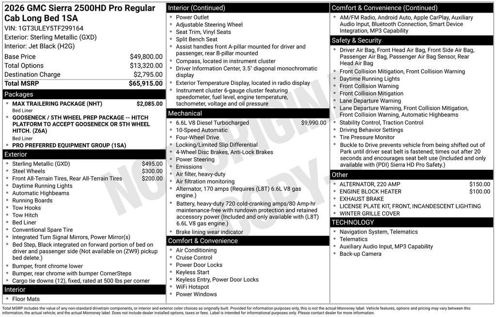 New 2026 GMC Sierra 2500 Pro w/ Max Trailering Package AWD/4WD image 26