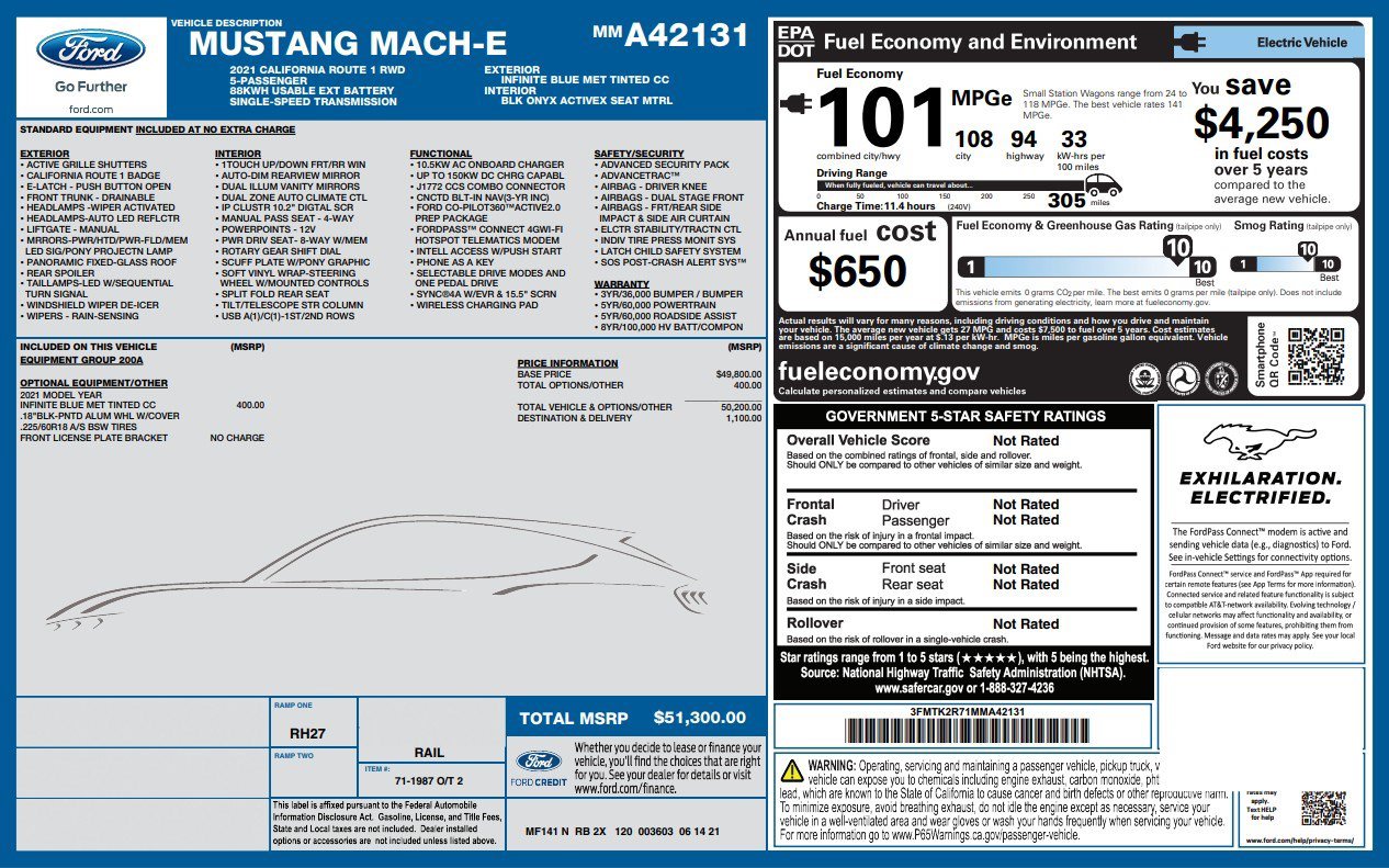 Used 2021 Ford Mustang Mach-E California Route 1 RWD image 4