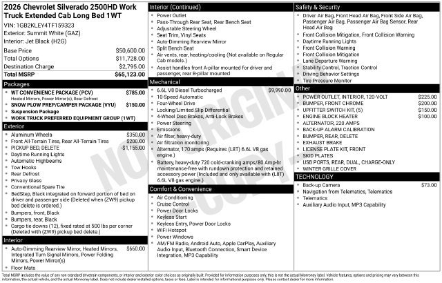 New 2026 Chevrolet Silverado 2500 W/T w/ WT Convenience Package AWD/4WD image 4