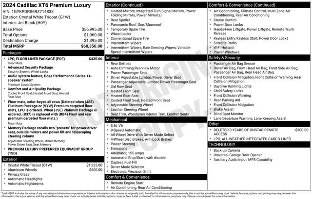 Used 2024 Cadillac XT6 Premium Luxury w/ LPO, Floor Liner Package image 7