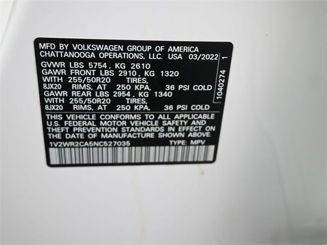 Used 2022 Volkswagen Atlas SE image 20