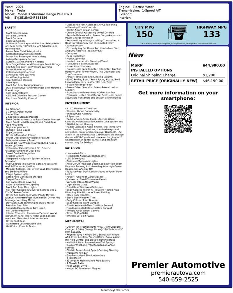 Used 2021 Tesla Model 3 Standard Range Plus image 2