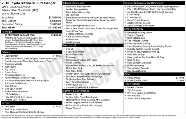 Used 2018 Toyota Sienna SE w/ SE Preferred Package FWD image 34