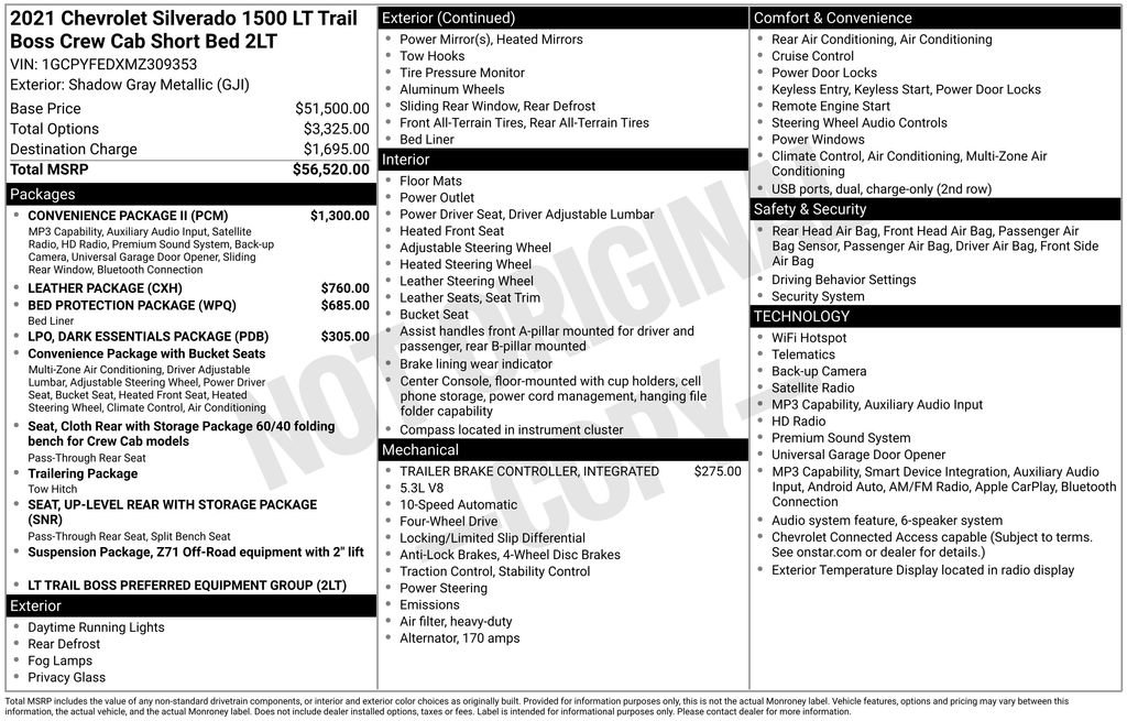 Used 2021 Chevrolet Silverado 1500 LT Trail Boss w/ Convenience Package II AWD/4WD image 10