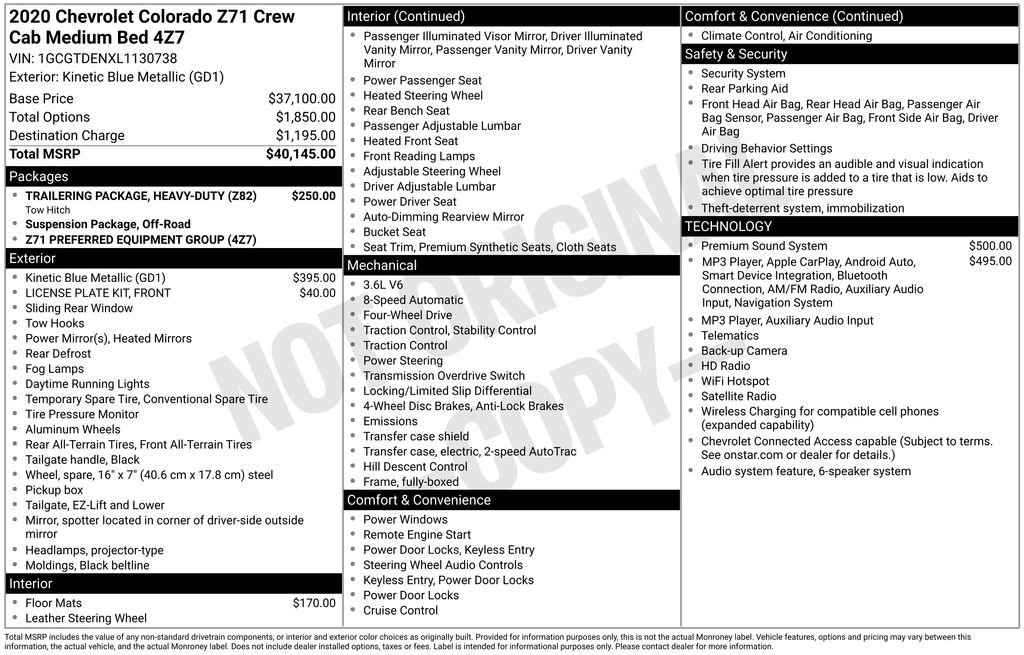 Used 2020 Chevrolet Colorado Z71 AWD/4WD image 2