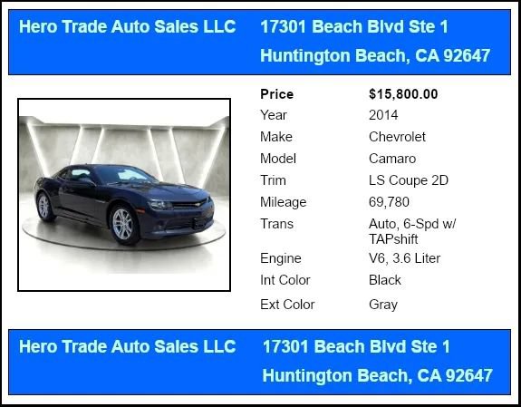 Used 2014 Chevrolet Camaro LS RWD image 2