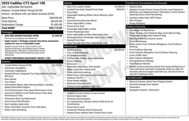 New 2025 Cadillac CT5 Sport w/ Sun And Sound Package AWD/4WD image 11