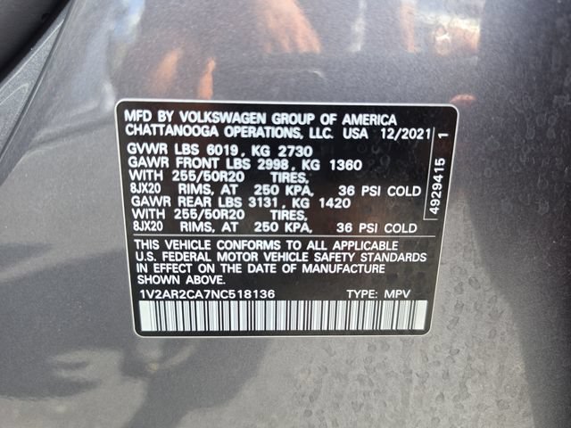 Used 2022 Volkswagen Atlas SEL R-Line AWD/4WD image 49