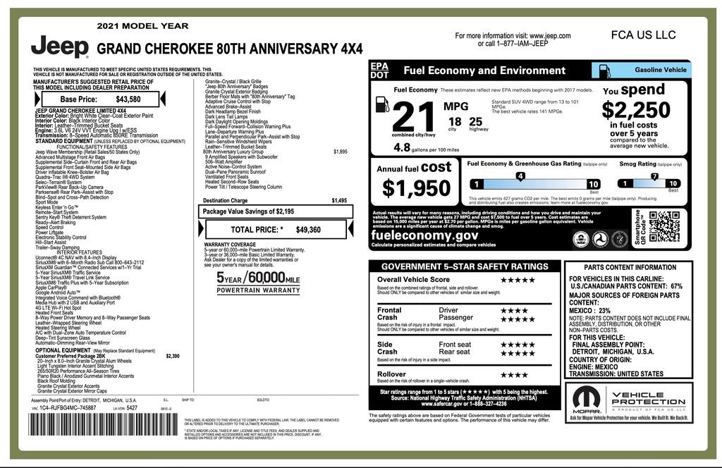 Certified 2021 Jeep Grand Cherokee Limited w/ Quick Order Package 28K 80th video 2