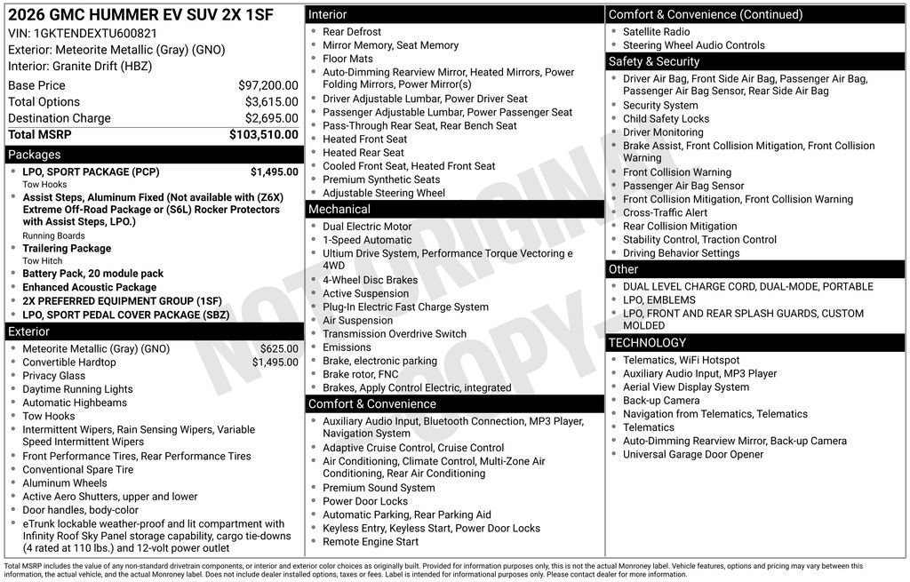 New 2026 GMC Hummer EV SUV w/ LPO, Sport Package AWD/4WD image 39