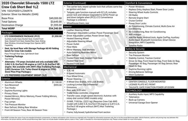 Used 2020 Chevrolet Silverado 1500 LTZ w/ LTZ Convenience Package image 39