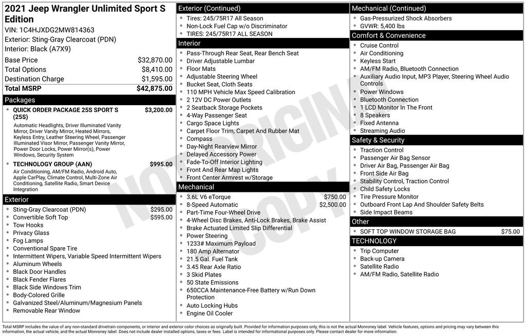 Used 2021 Jeep Wrangler Unlimited Sport image 35