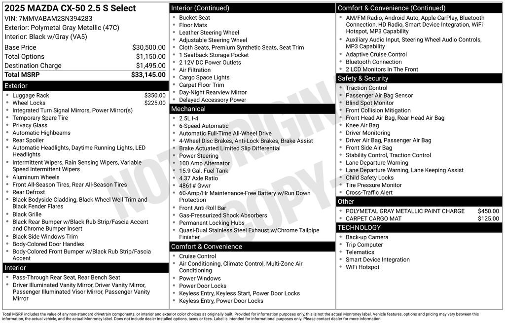 New 2025 MAZDA CX-50 AWD 2.5 S w/ Select Package image 6