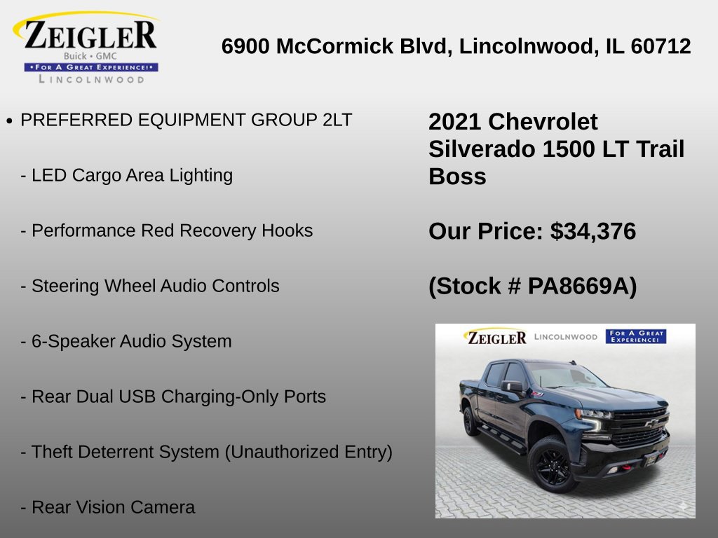 Certified 2021 Chevrolet Silverado 1500 LT Trail Boss w/ Convenience Package II AWD/4WD image 30