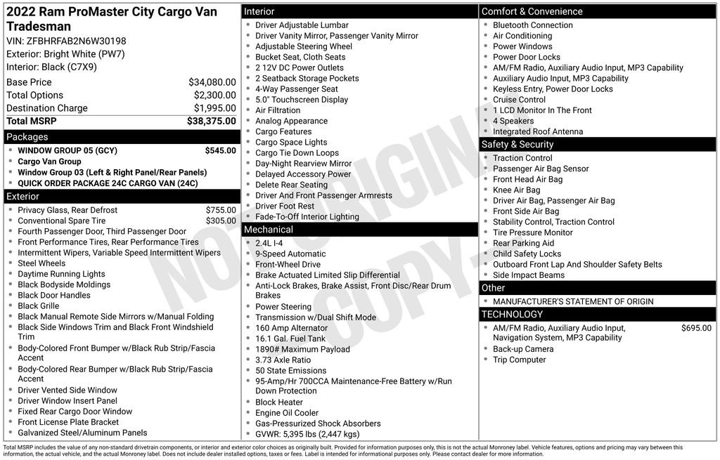 Used 2022 RAM ProMaster City Tradesman w/ Window Group 05 FWD image 17