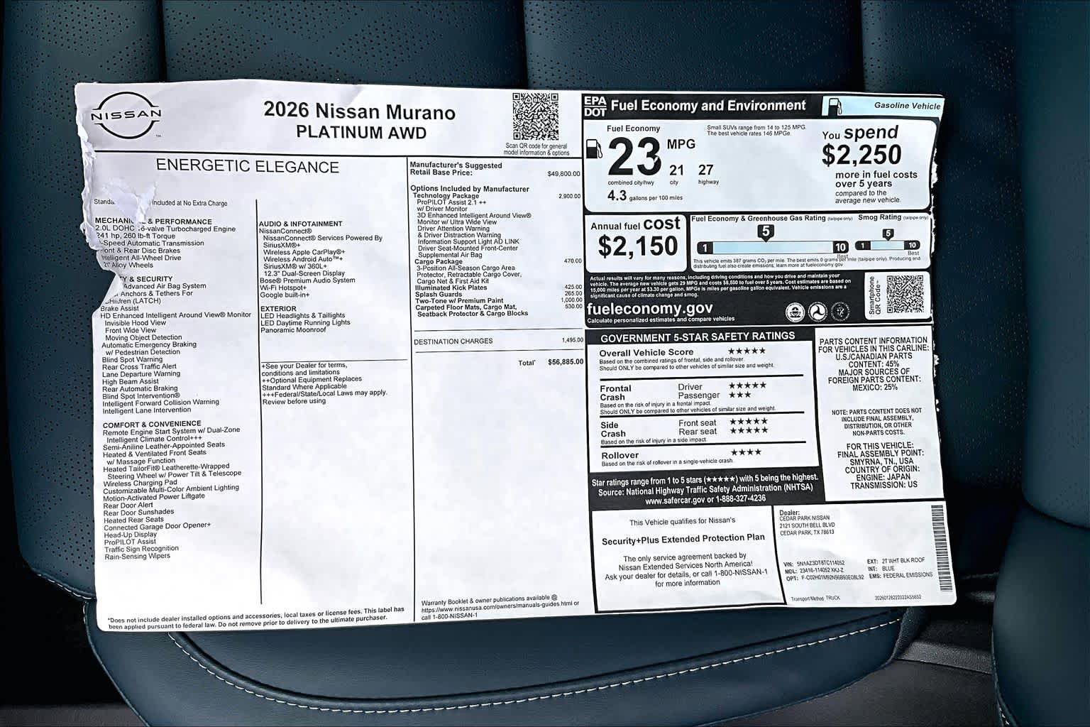 New 2026 Nissan Murano Platinum image 21