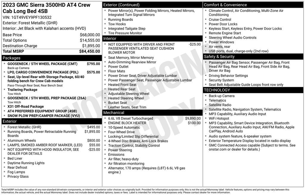 Used 2023 GMC Sierra 3500 AT4 w/ Gooseneck/5TH Wheel Package image 15