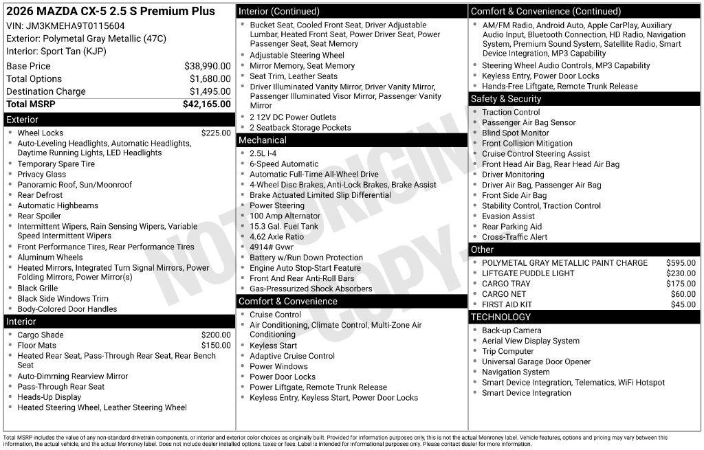 Certified 2026 MAZDA CX-5 2.5 S w/ Premium Plus Package AWD/4WD image 35