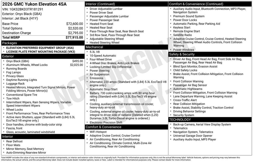 Used 2026 GMC Yukon Elevation AWD/4WD image 5