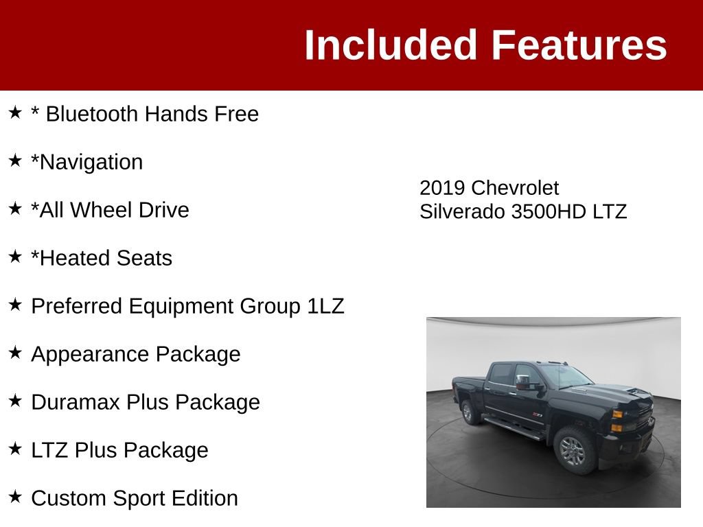 Used 2019 Chevrolet Silverado 3500 LTZ w/ Duramax Plus Package AWD/4WD image 3