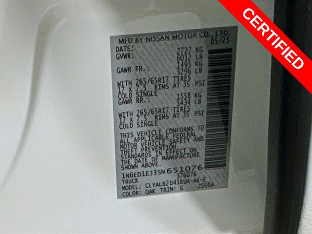 Certified 2025 Nissan Frontier SV RWD image 30