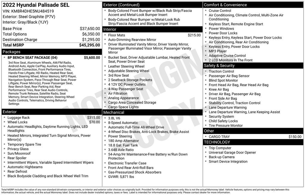 Used 2022 Hyundai Palisade SEL w/ 8P Bench Seat Package image 11