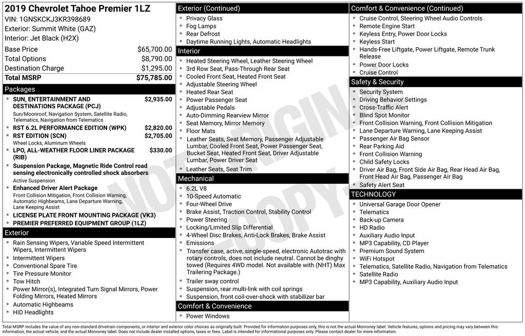 Used 2019 Chevrolet Tahoe Premier AWD/4WD image 2