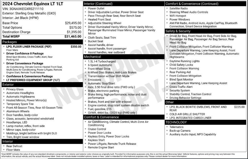 Used 2024 Chevrolet Equinox LT w/ LPO, Floor Liner Package FWD image 9