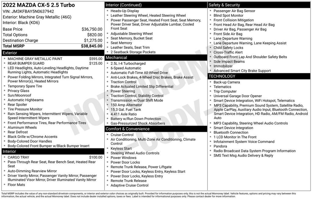 Used 2022 MAZDA CX-5 AWD 2.5 Turbo image 43