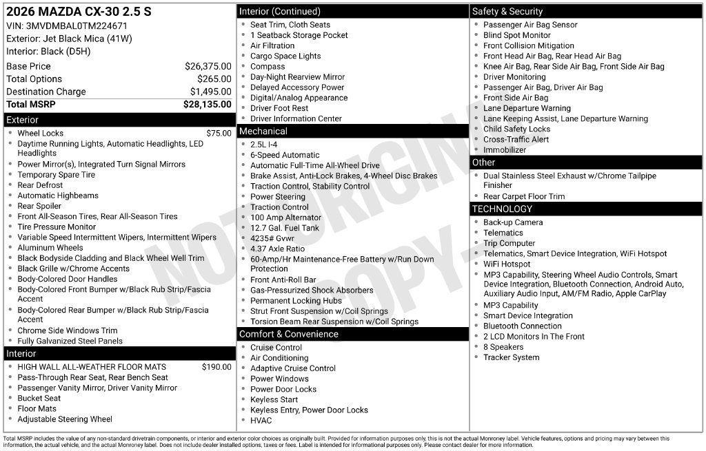 New 2026 MAZDA CX-30 AWD 2.5 S image 33