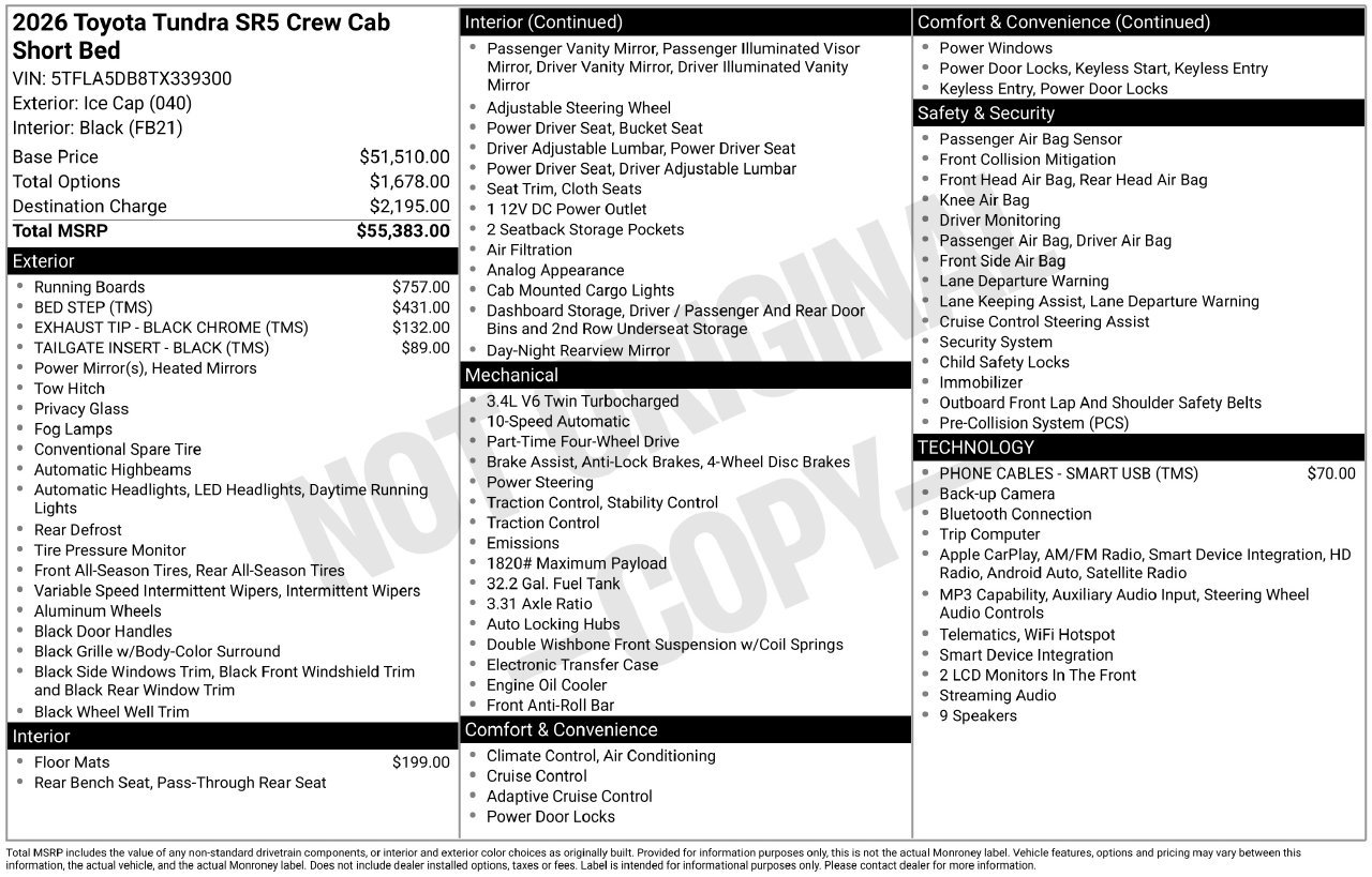Used 2026 Toyota Tundra SR5 AWD/4WD image 5