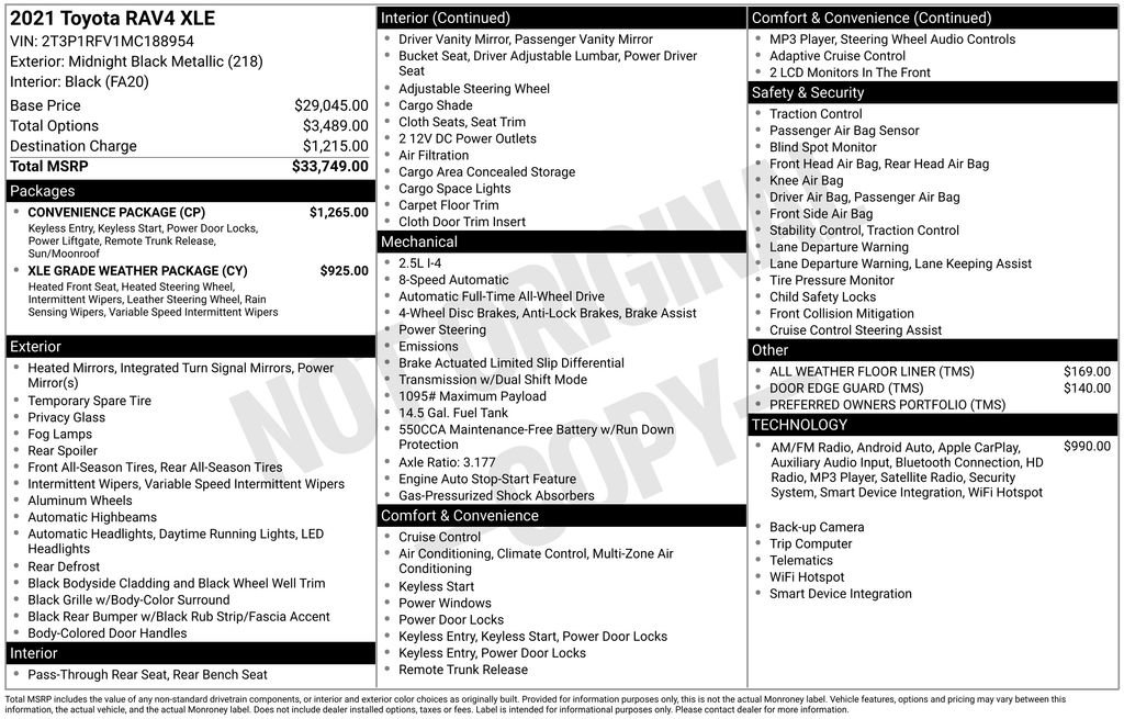 Used 2021 Toyota RAV4 XLE w/ Convenience Package image 17