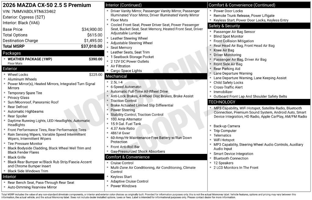 New 2026 MAZDA CX-50 AWD 2.5 S w/ Weather Package image 34