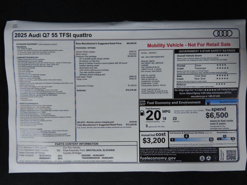 Used 2025 Audi Q7 3.0T Premium Plus w/ Premium Plus Package image 10