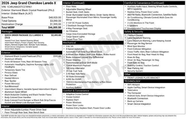 New 2026 Jeep Grand Cherokee Laredo X AWD/4WD image 31