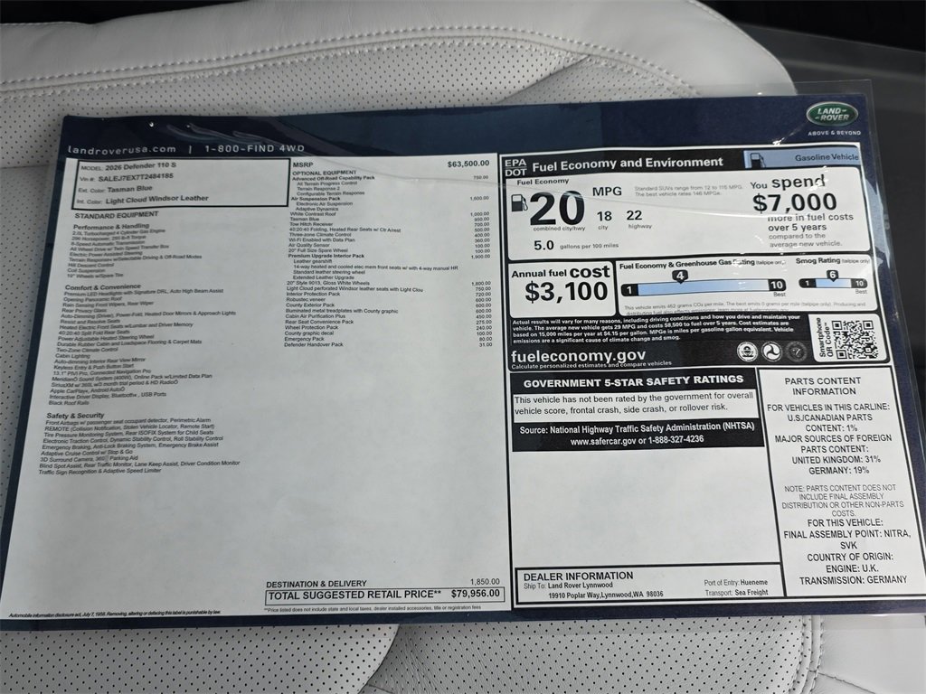 New 2026 Land Rover Defender 110 S image 35