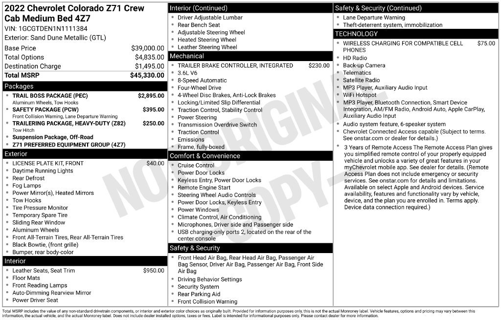 Used 2022 Chevrolet Colorado Z71 w/ Trail Boss Package AWD/4WD image 2