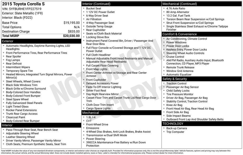 Used 2015 Toyota Corolla S image 78
