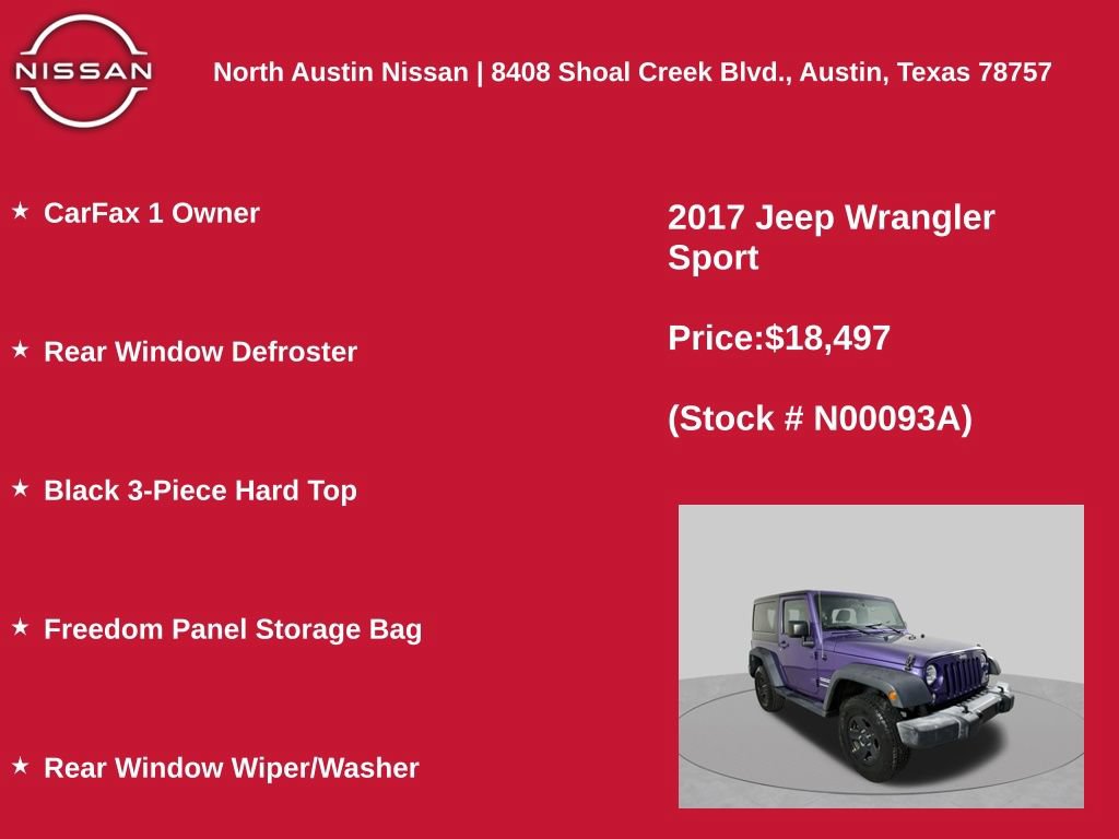 Used 2017 Jeep Wrangler Sport w/ Connectivity Group AWD/4WD image 11