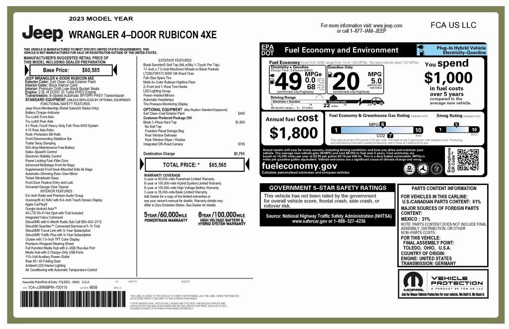 Certified 2023 Jeep Wrangler Unlimited Rubicon 4xe image 4