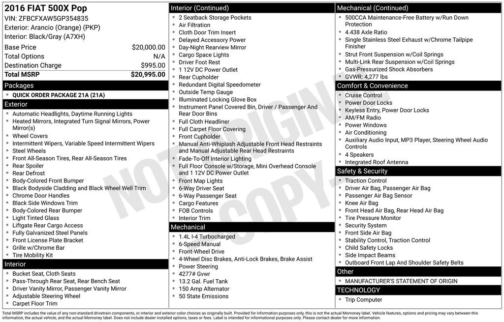 Used 2016 FIAT 500X Pop image 44
