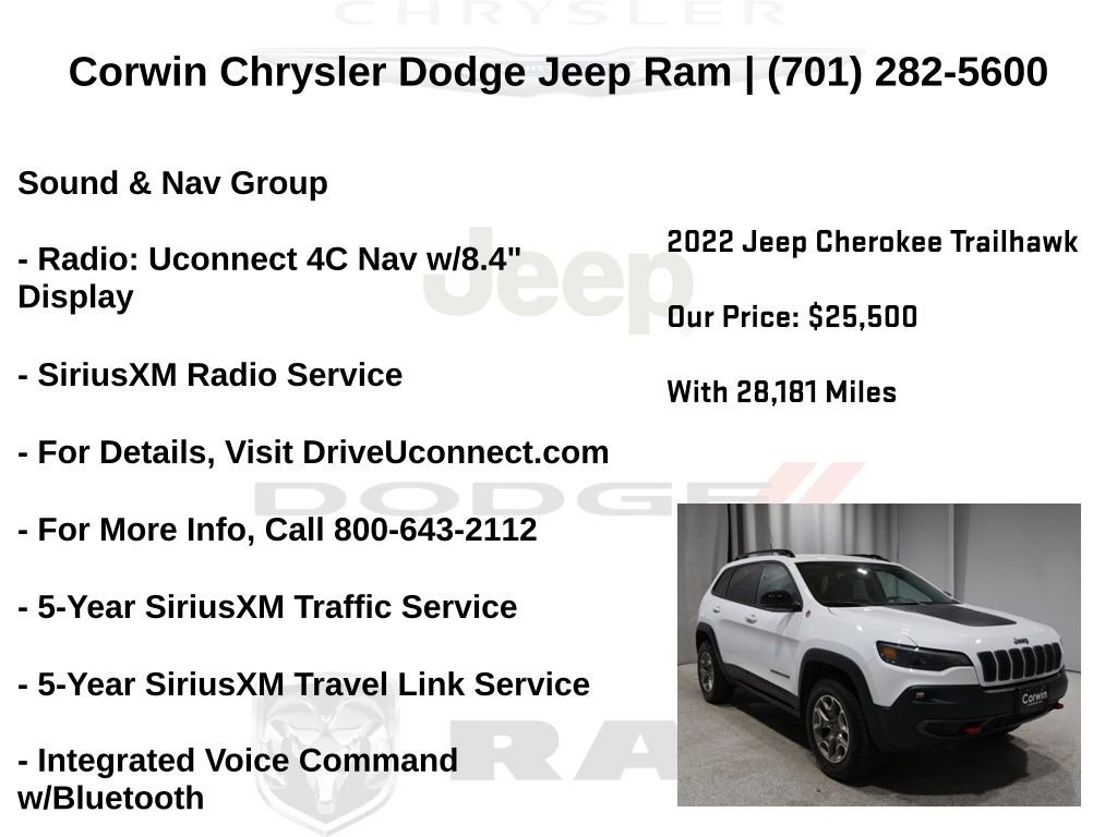 Certified 2022 Jeep Cherokee Trailhawk w/ Sound & Nav Group image 20