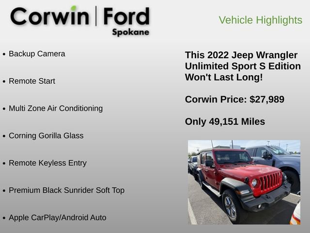 Used 2022 Jeep Wrangler Unlimited Sport AWD/4WD image 6