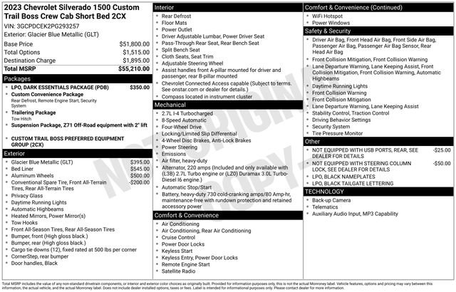 Used 2023 Chevrolet Silverado 1500 Custom Trail Boss w/ LPO, Dark Essentials Package AWD/4WD image 5
