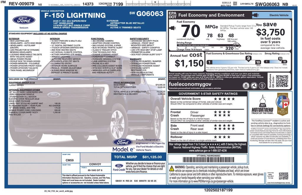 Used 2025 Ford F150 Lightning Lariat AWD/4WD image 2