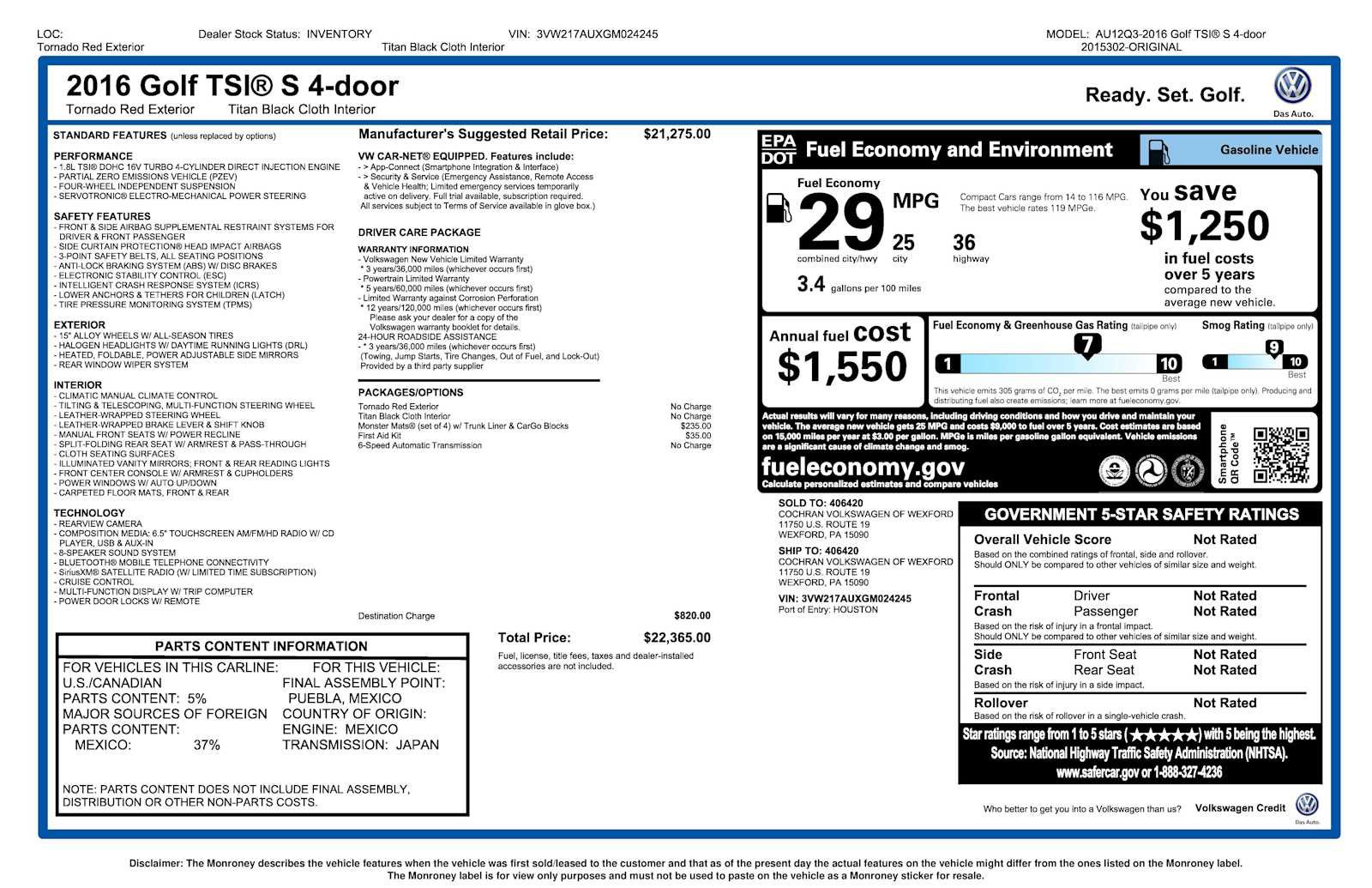 Used 2016 Volkswagen Golf S image 28